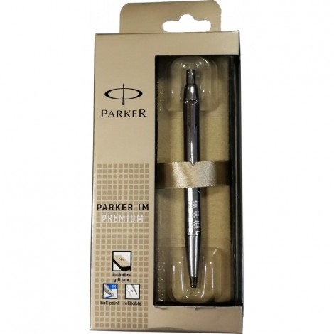 Ручка кулькова Parker IM Premium Shiny Chrome Chiselled BP у подар. уп. PXMAS19 20 432Cb19