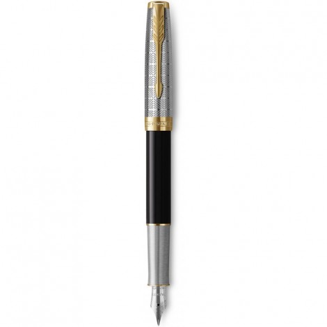 Ручка перьевая Parker SONNET Metal & Black Lacquer GT FP18 F 68 111