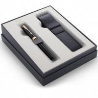 Набор Parker SONNET Black Lacquer GT FP M (перьевая ручка + чехол)