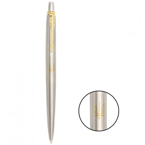 Ручка шариковая Parker JOTTER Stainless Steel GT BP Трезубец золотой 16032_T001g