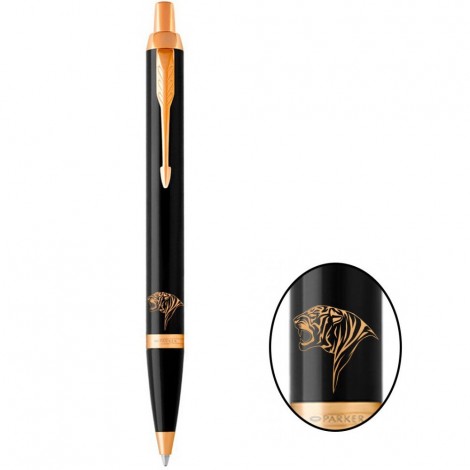 Ручка шариковая Parker IM Black GT BP Тигр рычащий 22032_Z102y