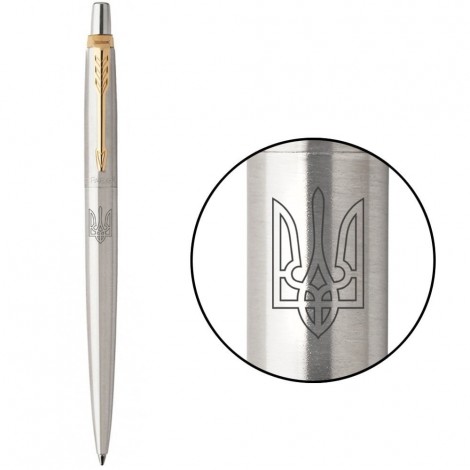 Ручка шариковая Parker JOTTER Stainless Steel GT BP Трезубец прозрачный 16032_T010b