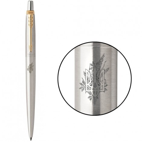Ручка кулькова Parker JOTTER Stainless Steel GT BP Тризуб з пшеницею 16032_T066b