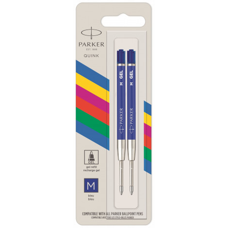 Стрижні Parker GEL гелев. син. М блістер 2шт 10 362BLU2