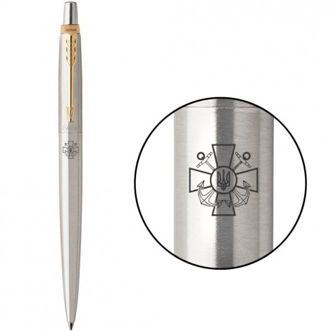 Ручка кулькова Parker JOTTER ARMY Stainless Steel GT BP Емблема ВМС ЗСУ 16032_W003b
