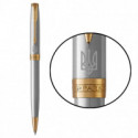 Ручка шариковая Parker SONNET UKRAINE Stainless Steel GT BP Трезубец бел. 84132_T001w