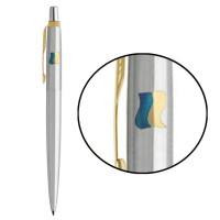 Ручка кулькова Parker JOTTER Stainless Steel GT BP Прапор жовто-синій на ковп. 16032_T008c2
