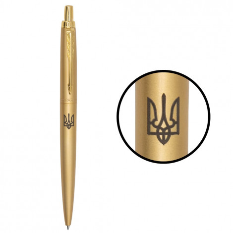 Ручка шариковая Parker JOTTER XL UKRAINE Monochrome Gold GT BP Трезубец 12532_T001b
