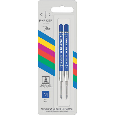 Стрижні Parker QuinkFlow кульк. син. M блістер 2шт 10 262BLU2