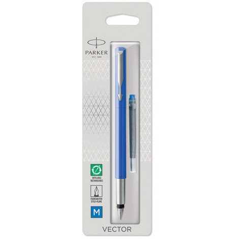 Ручка перова Parker VECTOR Blue FP M блістер 05 716
