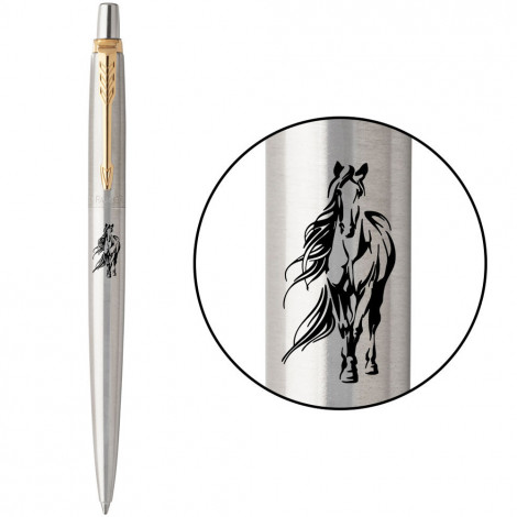 Ручка шариковая Parker JOTTER ZODIAC Stainless Steel GT BP Лошадь 16032_Z504b