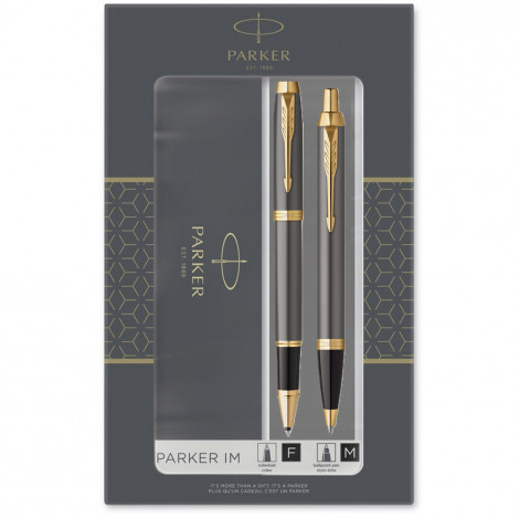 Набір ручок Parker IM Grey Lacquer GT RB+BP DUOSETS (ролерна + кулькова)