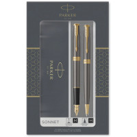 Набір ручок Parker SONNET Black Lacquer GT FP+BP (перова + кулькова)