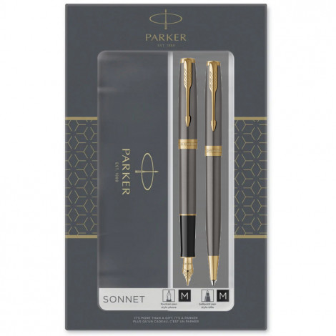 Набір ручок Parker SONNET Black Lacquer GT FP+BP (перова + кулькова)