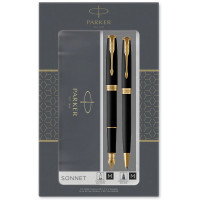 Набір ручок Parker SONNET Black Lacquer GT FP+BP (перова + кулькова)