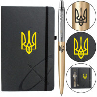 Набор Parker JOTTER XL UKRAINE Matt Gold CT BP Трезубец (шариковая ручка + блокнот Parker)