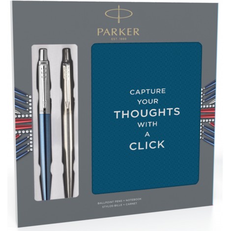 Набор ручек Parker JOTTER 17 Waterloo Blue CT BP + SS CT BP + блокнот в подар.упаковке PXMAS18 16 972b18