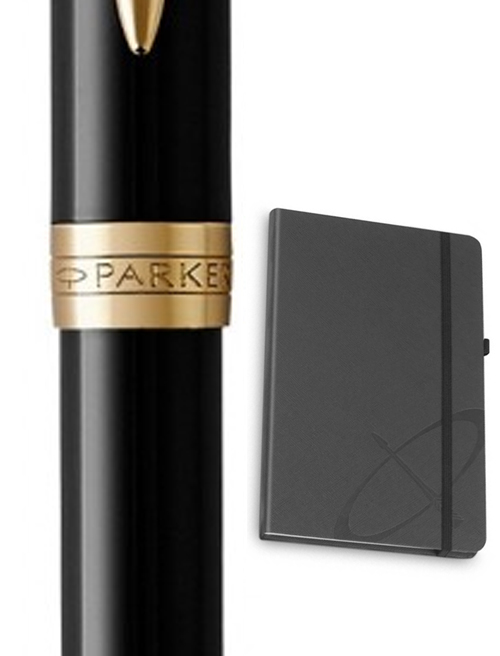 Набір Parker SONNET Black Lacquer GT BP (кулькова ручка + блокнот Parker)