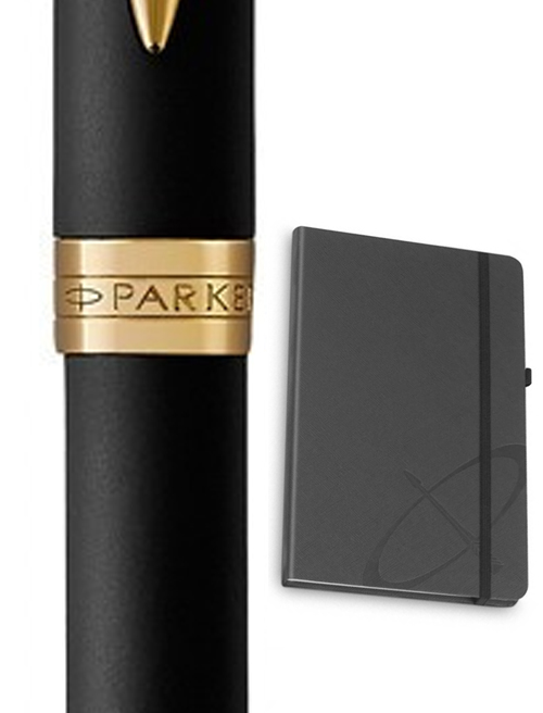 Набор Parker SONNET Matte Black Lacquer GT BP (шариковая ручка + блокнот Parker)