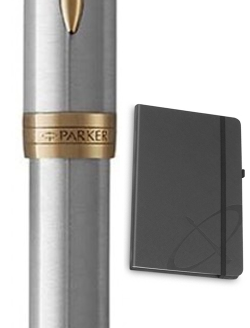 Набор Parker SONNET Stainless Steel GT FP F (перьевая ручка + блокнот Parker)