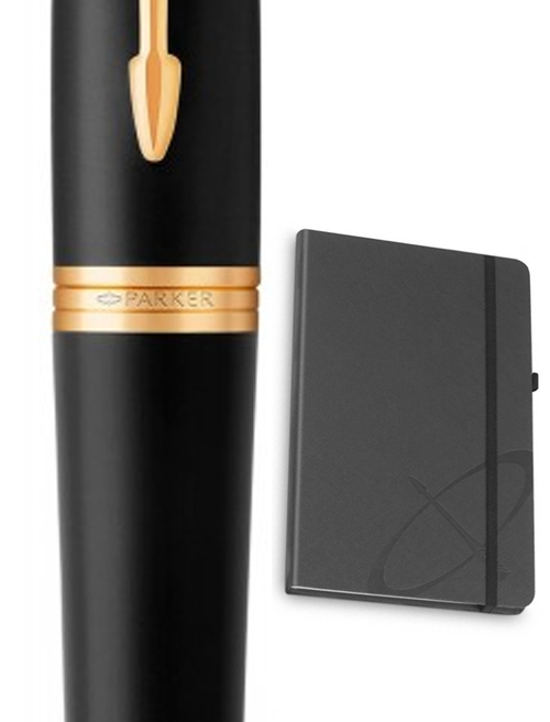 Набор Parker URBAN Muted Black GT FP F (перьевая ручка + блокнот Parker)