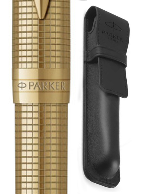 Набір Parker SONNET SE Cisele Gold GT BP (кулькова ручка + оксамит.чохол + шкір.чохол)
