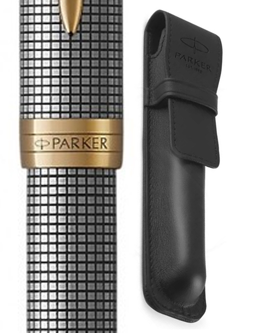 Набір Parker SONNET Cisele Silver GT FP18 F (перова ручка + шкір.чохол)