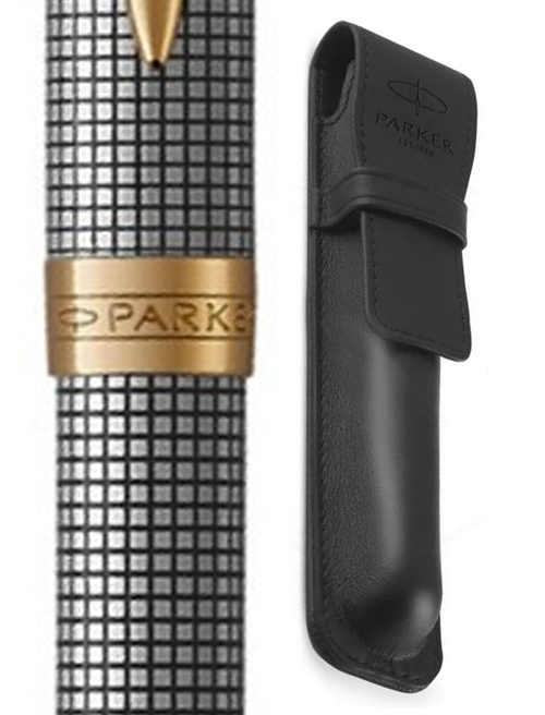 Набір Parker SONNET Cisele Silver GT BP (кулькова ручка + шкір.чохол)