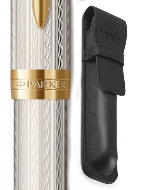 Набір Parker SONNET Silver Mistral GT FP18 F (перова ручка + шкір.чохол)