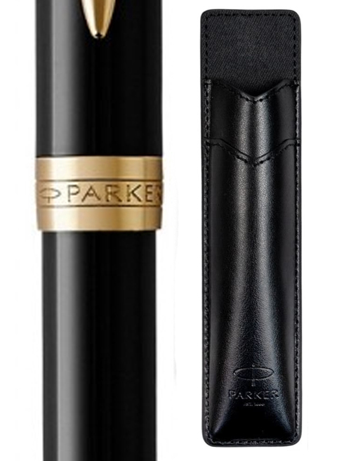 Набір Parker SONNET Black Lacquer GT BP (кулькова ручка + чохол)