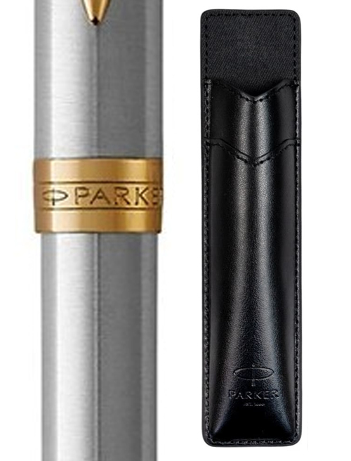 Набор Parker SONNET Stainless Steel GT BP (шариковая ручка + чехол)