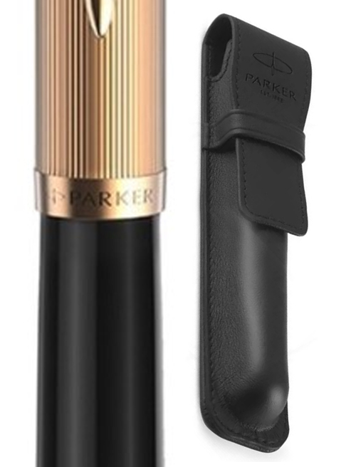 Набір Parker PARKER 51 Deluxe Black GT FP18 F (перова ручка + шкір.чохол)