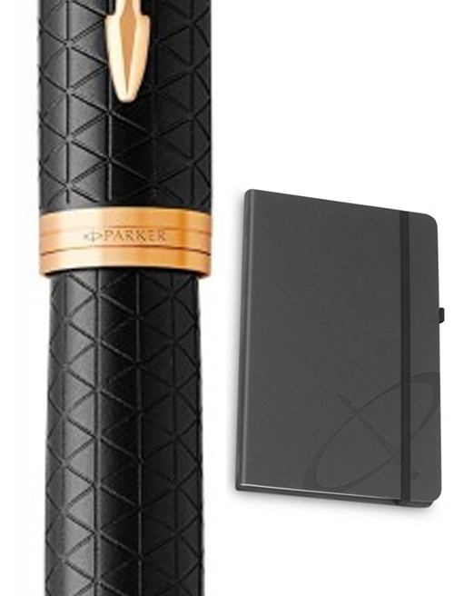 Набір Parker IM Premium Black GT FP F (перова ручка + блокнот Parker)