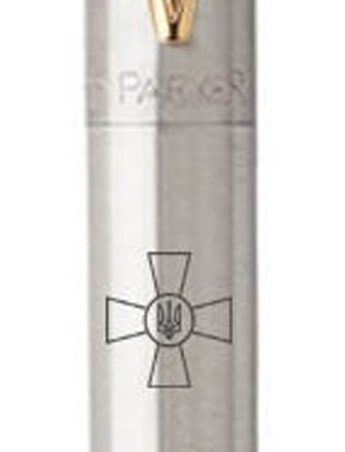 Ручка кулькова Parker JOTTER Stainless Steel GT BP Емблема ЗСУ 16032_W001b
